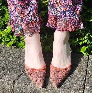 Y2K Pink Snakeskin Kitten Mule Heels (8)